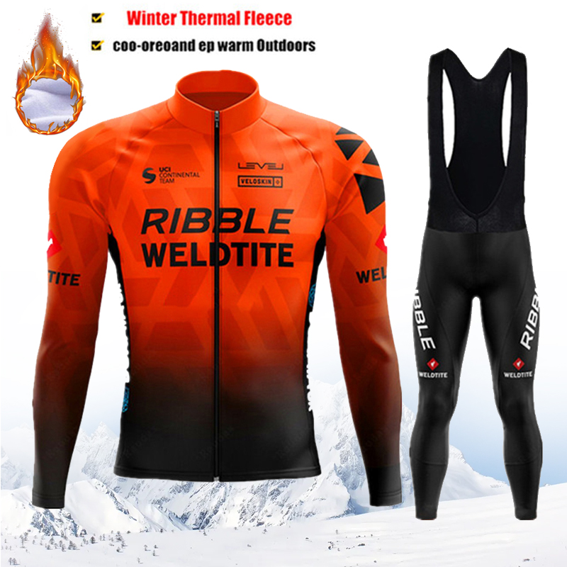 Cycling Bib Shorts - RIBBLE Winter Cycling Jersey Set Men