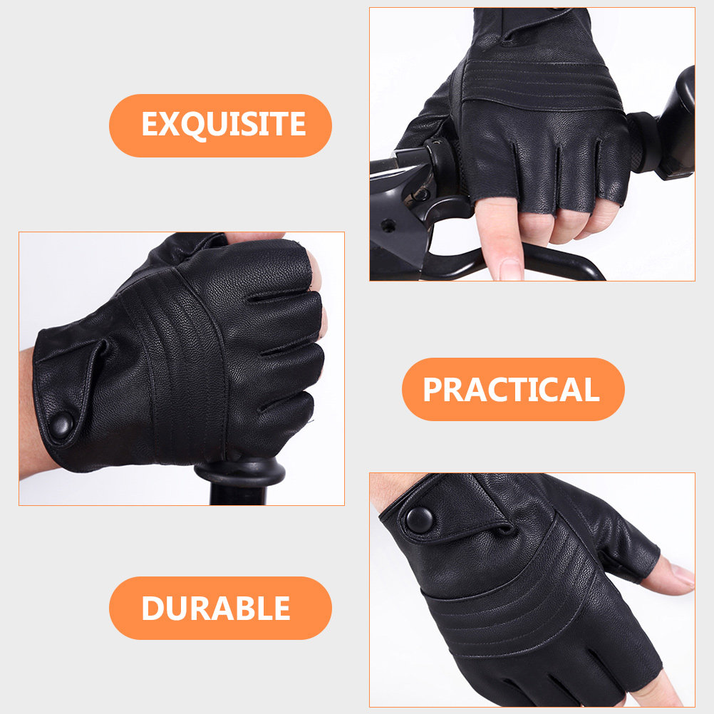 1Pair Mens Black Fingerless Gl - Cycling Gear Black review and price